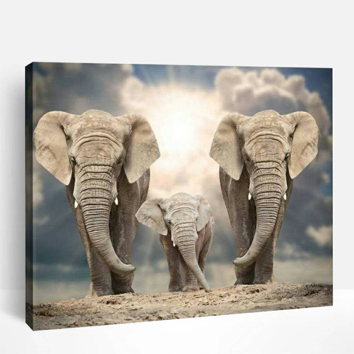 Elephant Family Under the Sun | Paint By Numbers