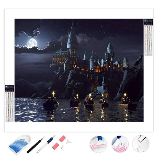 Fantasy Magic School Castle Night Scene | Diamond Painting