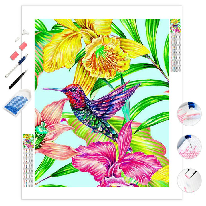 Hummingbird and flowers | Diamond Painting