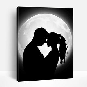 Moonlit Romance in Black & White | Paint By Numbers