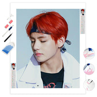 V BTS Red hair Diamond Painting