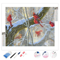 Cardinals in Snow | Diamond Painting