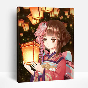 Anime Girl in Kimono | Paint By Numbers