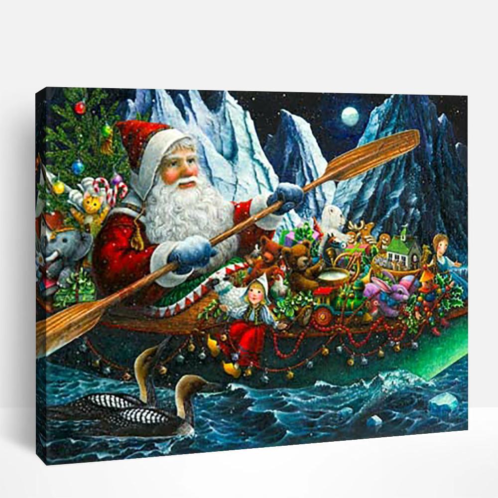 Santa Claus Rowing | Paint By Numbers