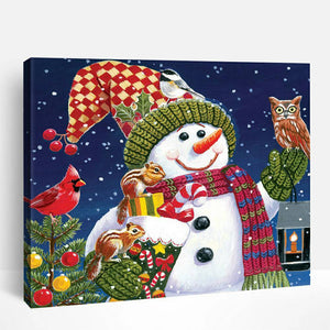 Snowman with Friends | Paint By Numbers