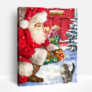 Santa and Kitten | Paint By Numbers