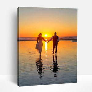 Loving Couple Under Golden Sunset | Paint By Numbers