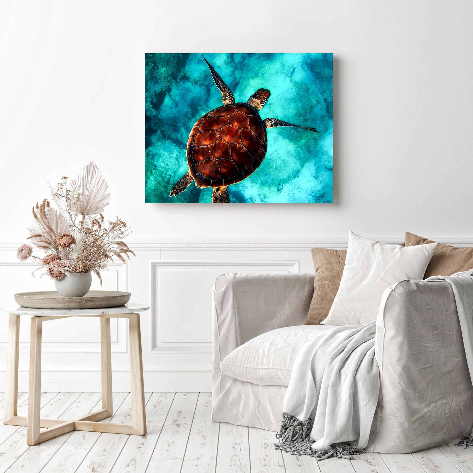 Sea Turtle | Diamond Painting Displayed as Home Decor