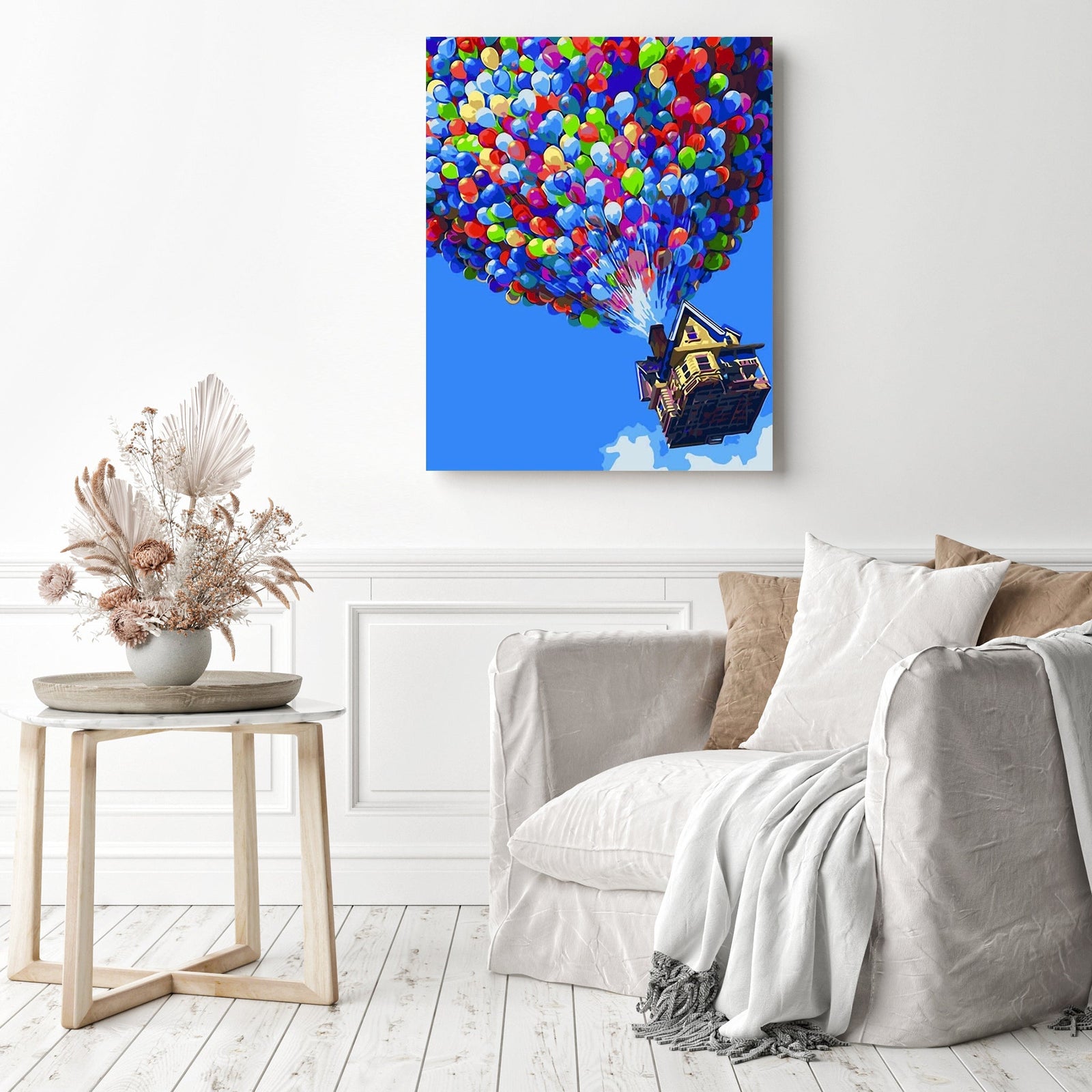 Flying House | Diamond Painting Displayed as Home Decor