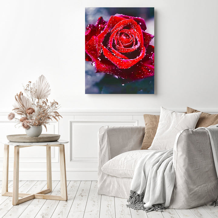 Red Rose with Dew | Diamond Painting