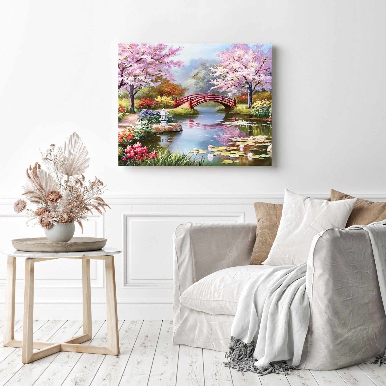 Japanese Garden | Diamond Painting Displayed as Home Decor