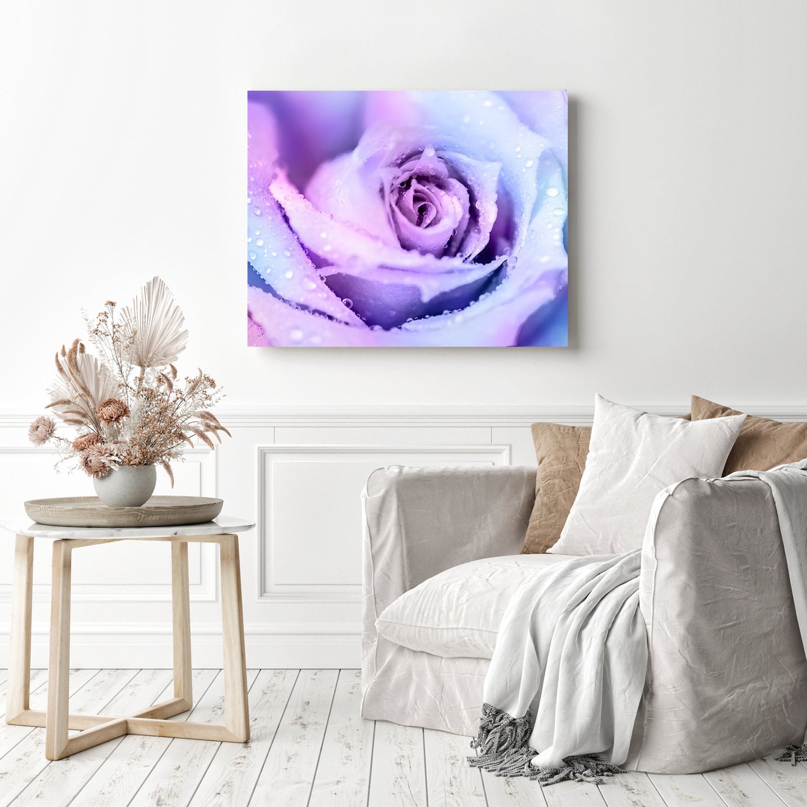 Winter Rose | Diamond Painting Displayed as Home Decor