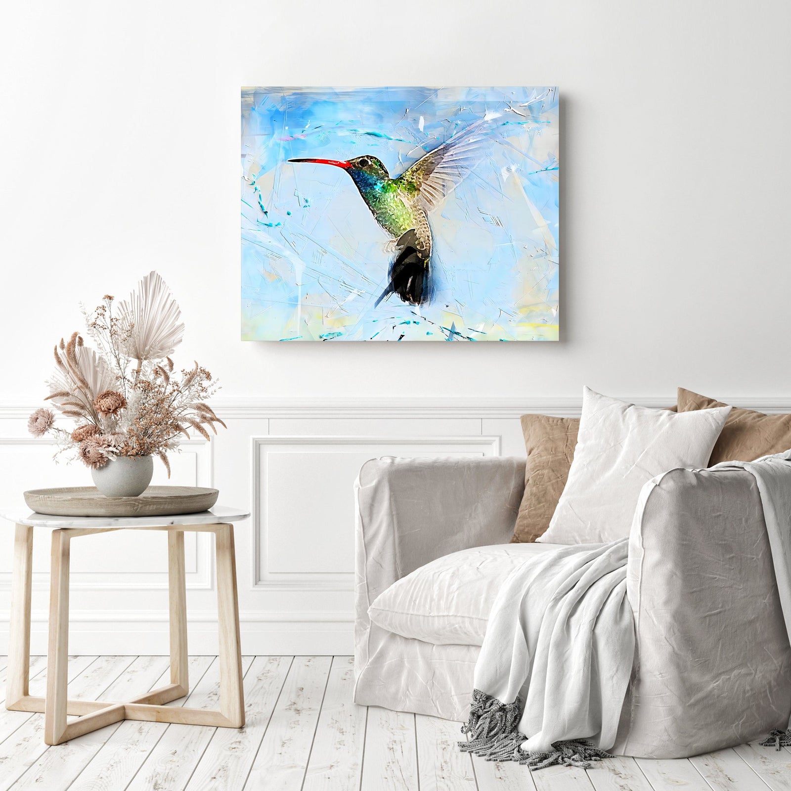 Abstract Hummingbird | Diamond Painting Displayed as Home Decor