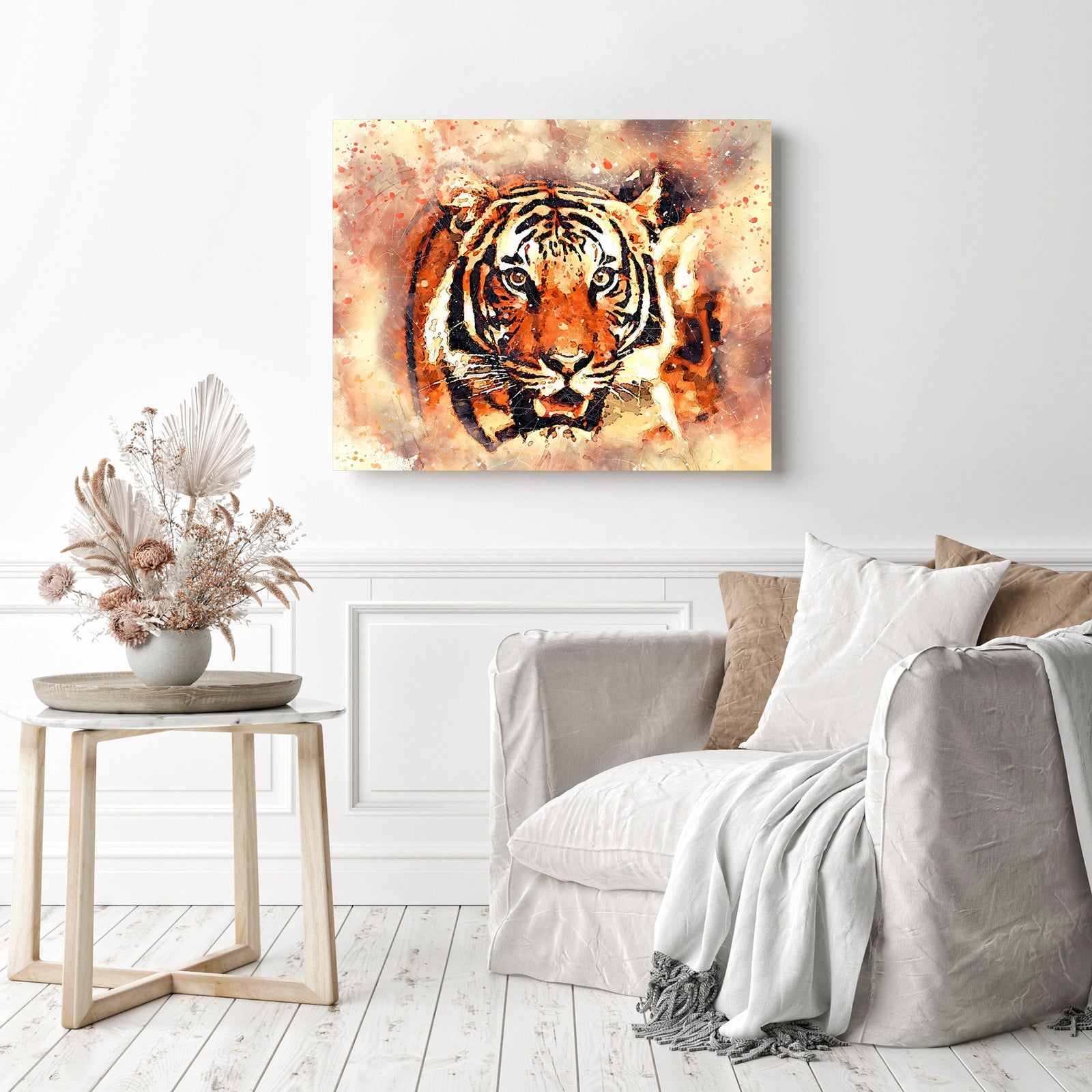 Abstract Tiger | Diamond Painting Displayed as Home Decor