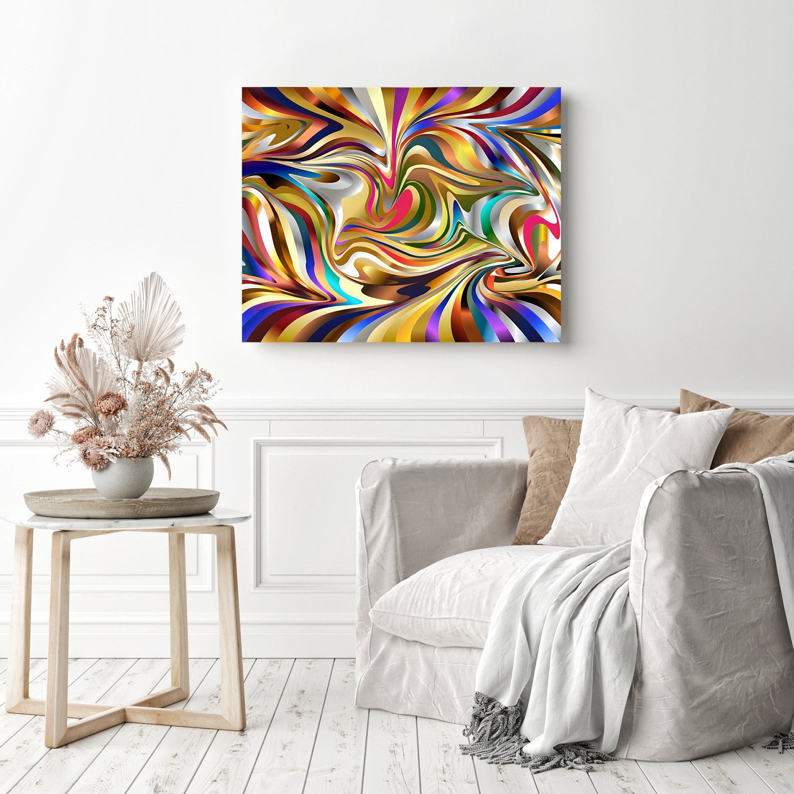 Abstract Metallic Flow | Diamond Painting Displayed as Home Decor