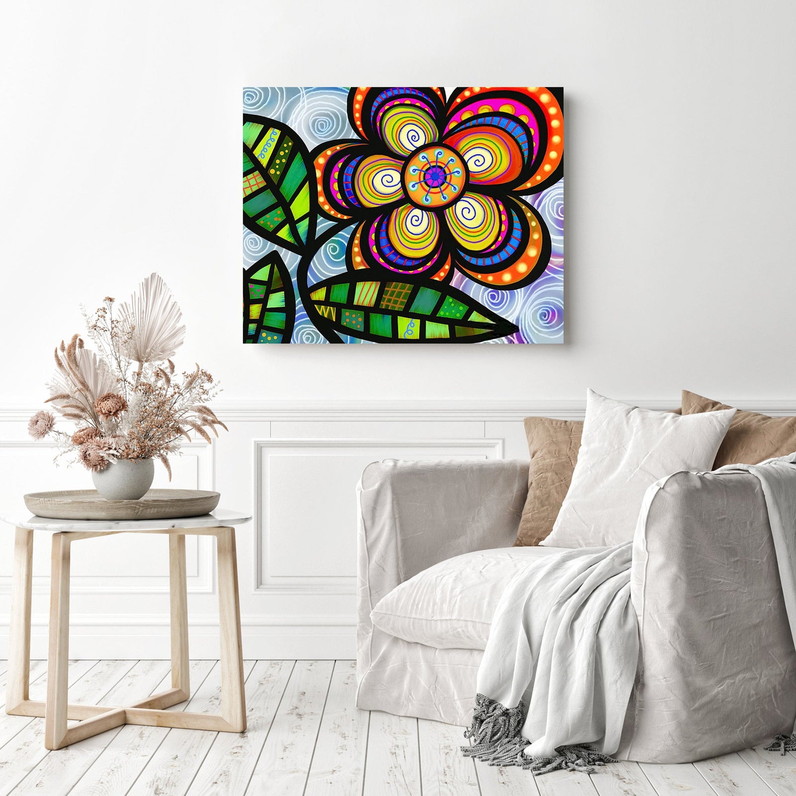 Abstract Flower Print | Diamond Painting Displayed as Home Decor