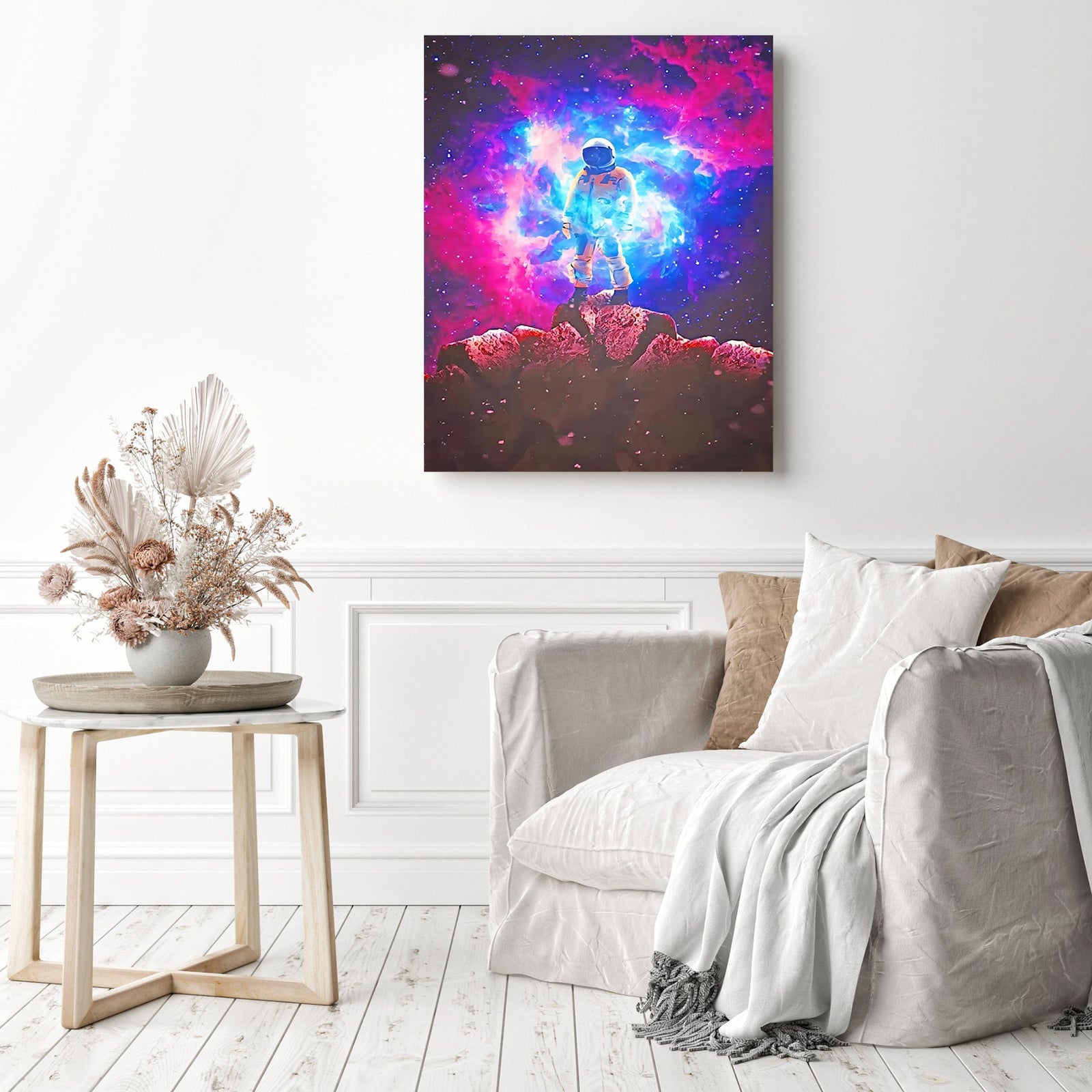 Galaxy Space Man | Diamond Painting Displayed as Home Decor