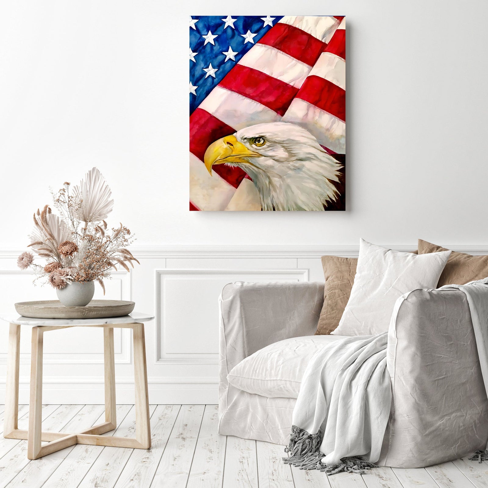 The Eagle and Flag | Diamond Painting Displayed as Home Decor