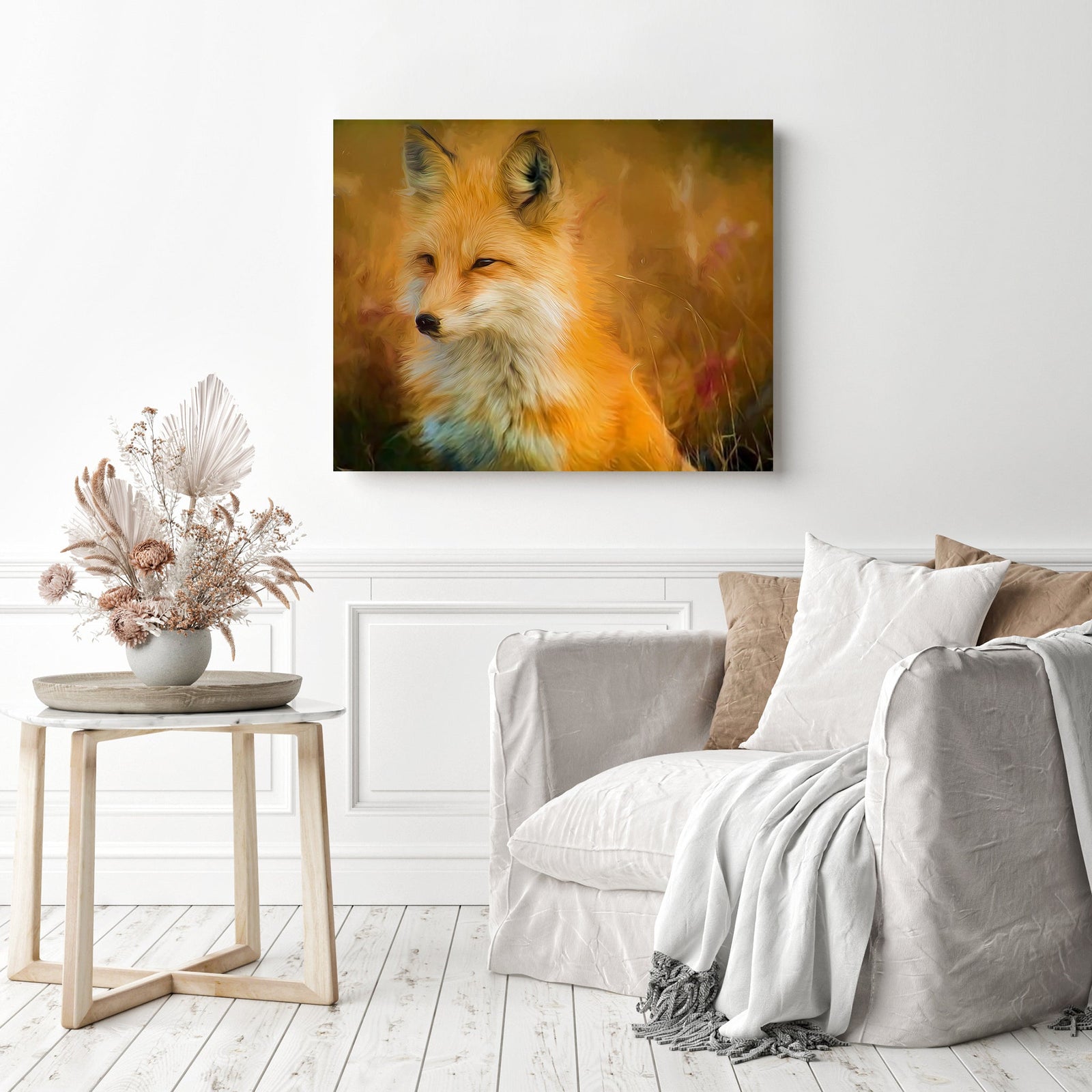 Pensive Fox | Diamond Painting Displayed as Home Decor