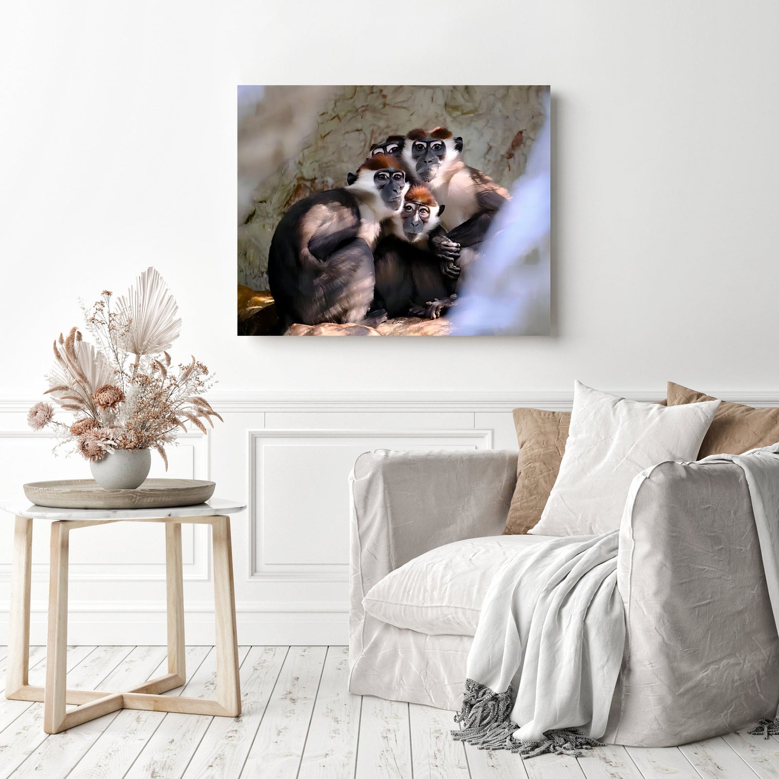 Monkeys | Diamond Painting Displayed as Home Decor