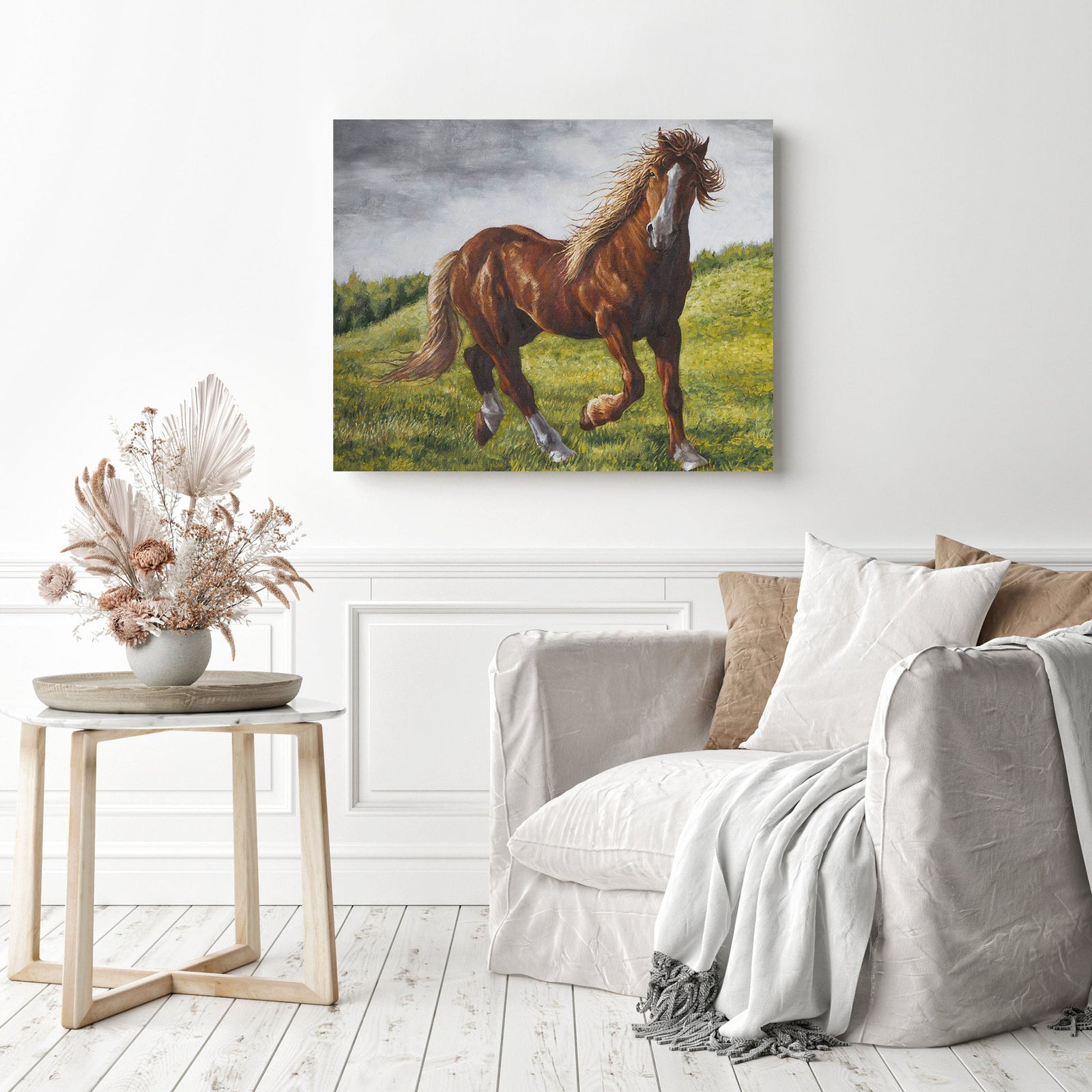 Prairie Horse | Diamond Painting Displayed as Home Decor