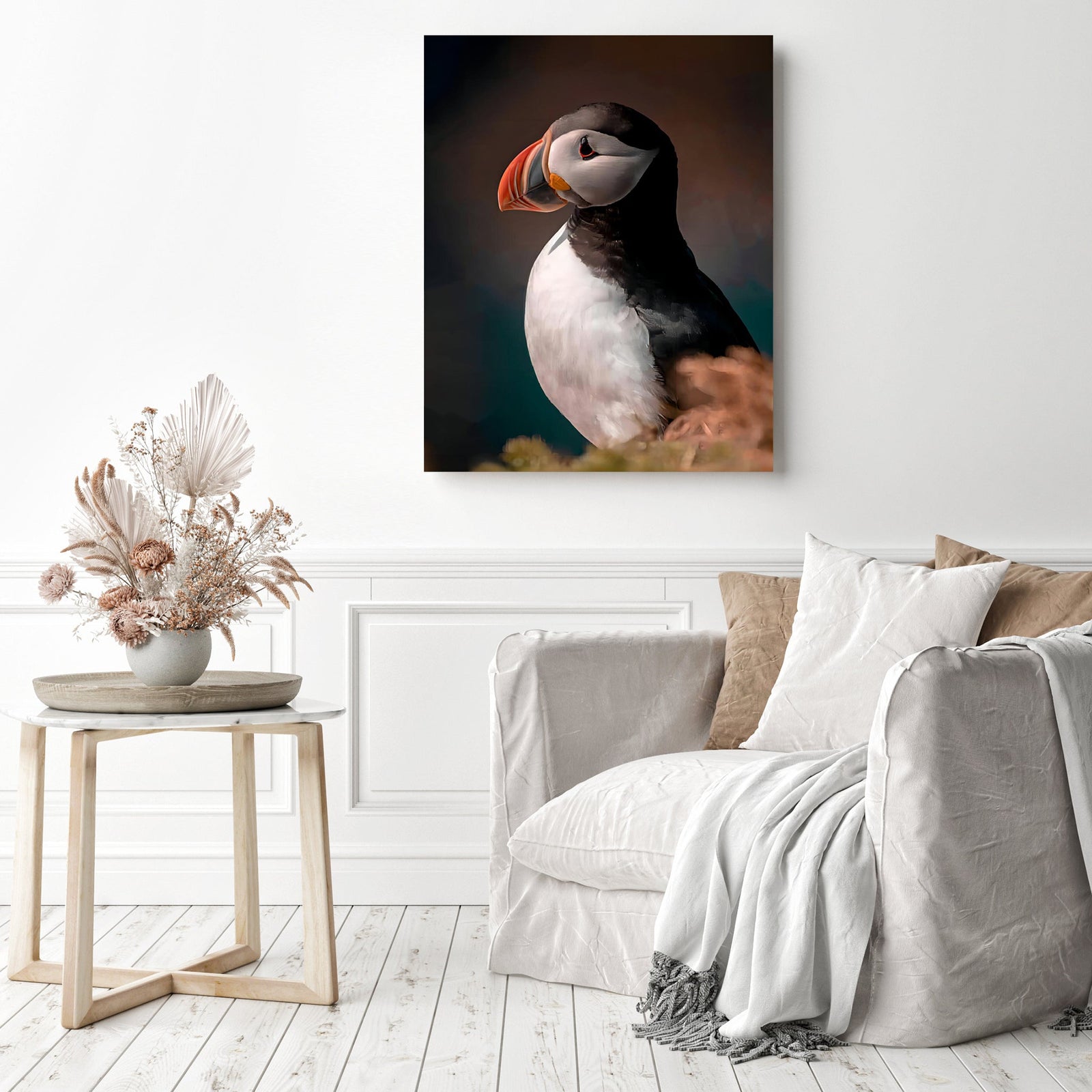 Puffin | Diamond Painting Displayed as Home Decor