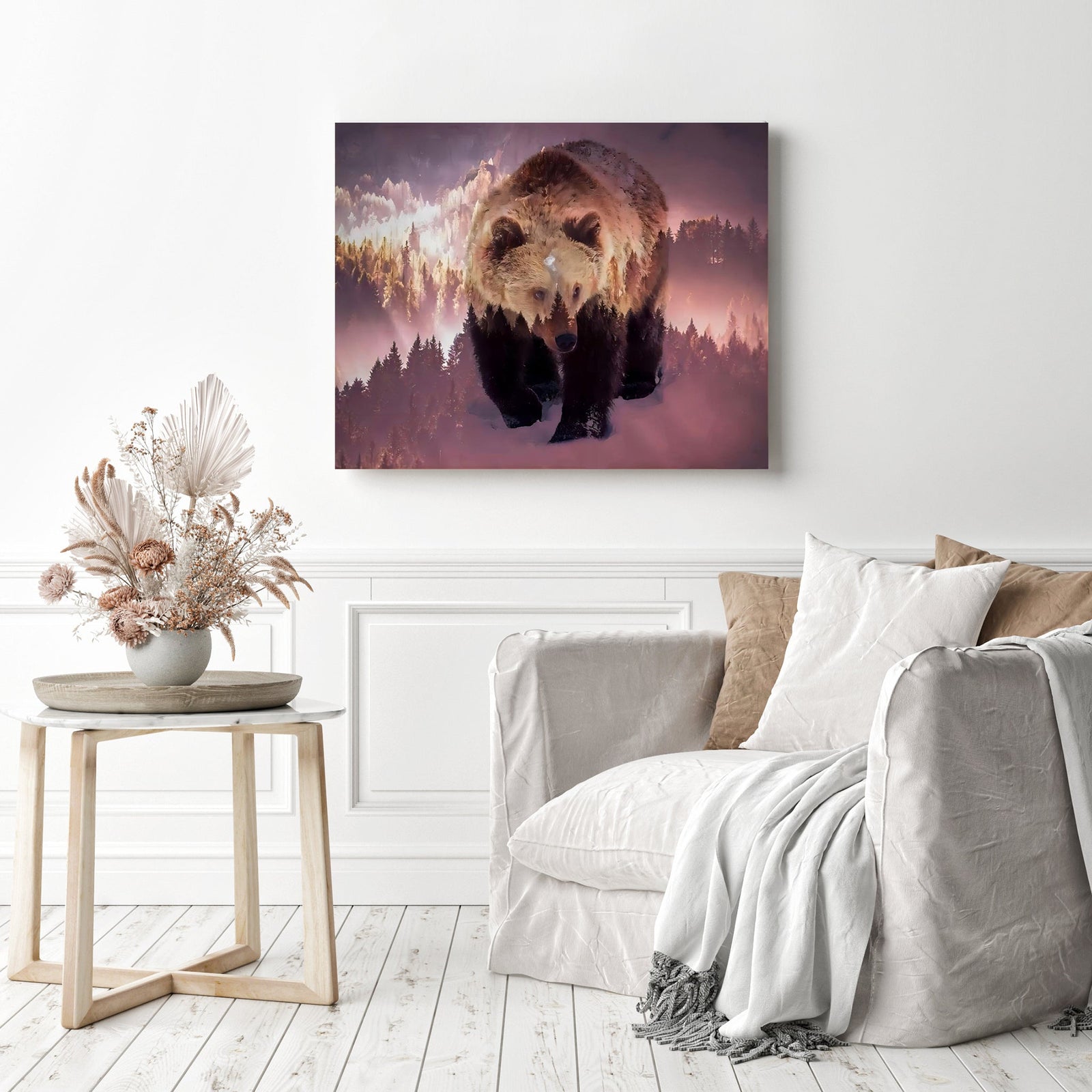 Bear Forest | Diamond Painting Displayed as Home Decor