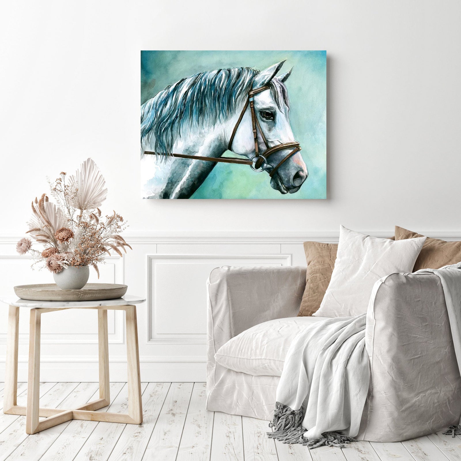 Gray Horse | Diamond Painting Displayed as Home Decor