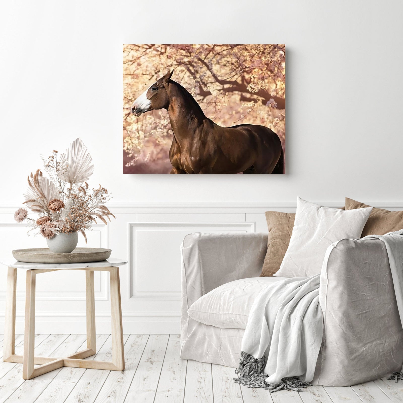 Prairie Brown Horse | Diamond Painting Displayed as Home Decor