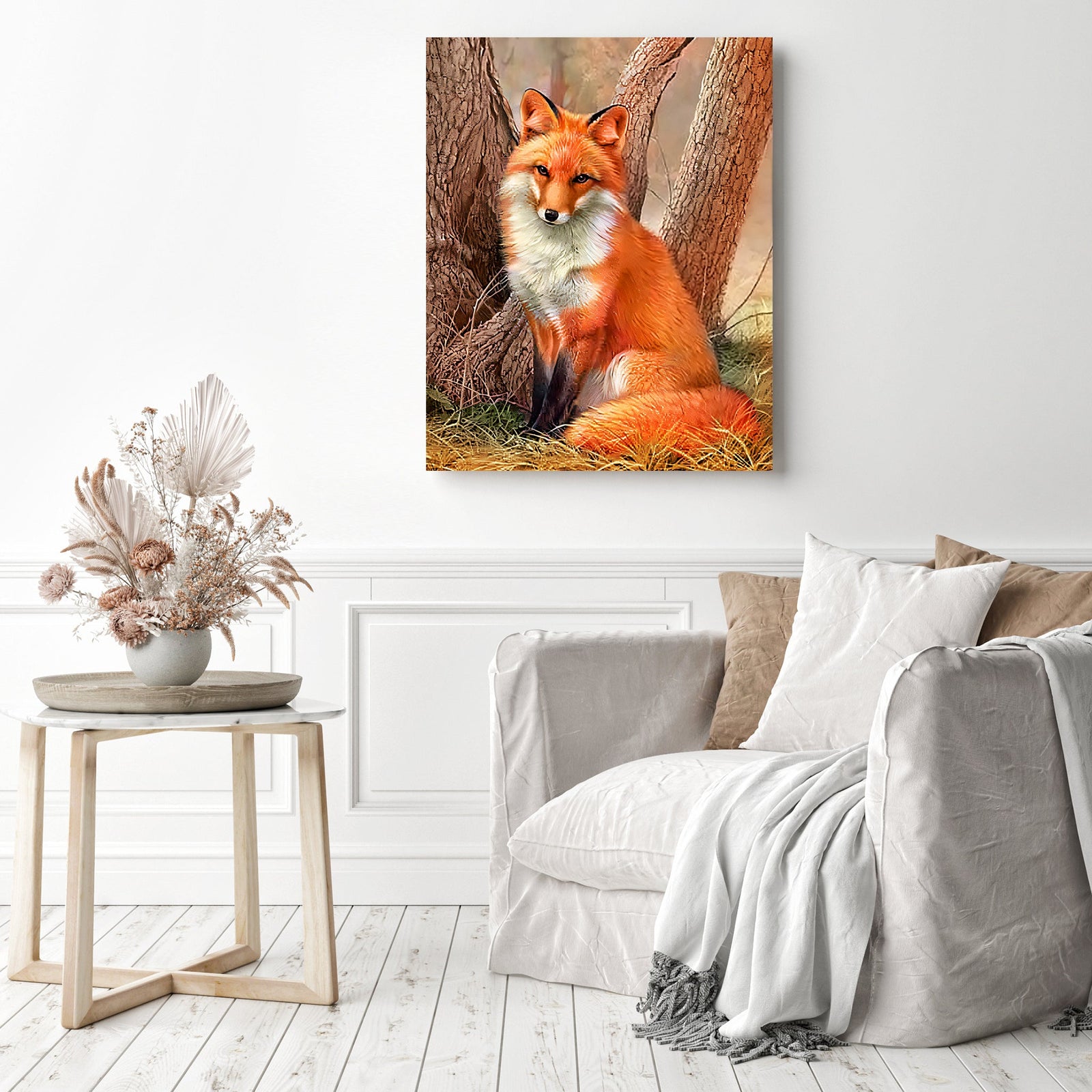 Fox In Forest | Diamond Painting Displayed as Home Decor