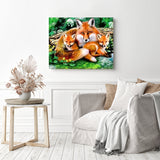 Foxes | Diamond Painting Displayed as Home Decor