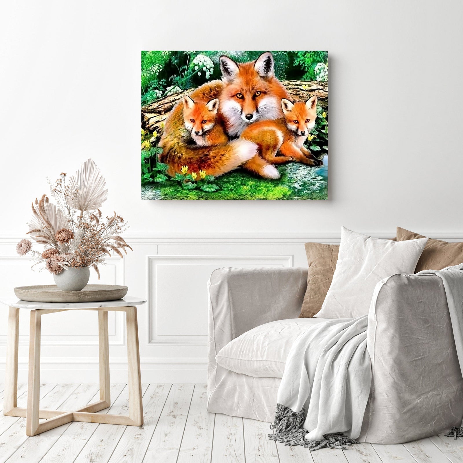 Foxes | Diamond Painting Displayed as Home Decor