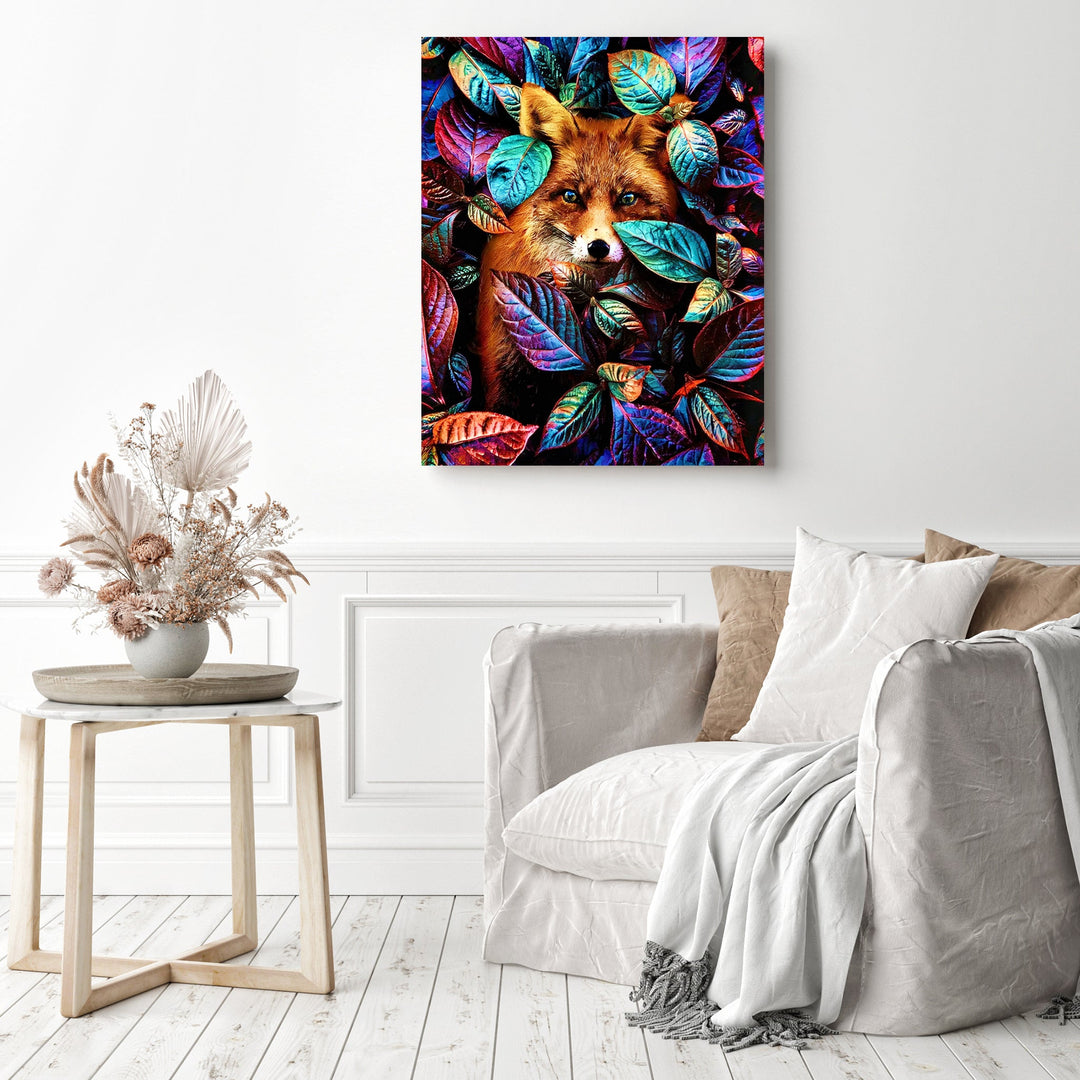 The Fox Behind the Tree Leaves | Diamond Painting