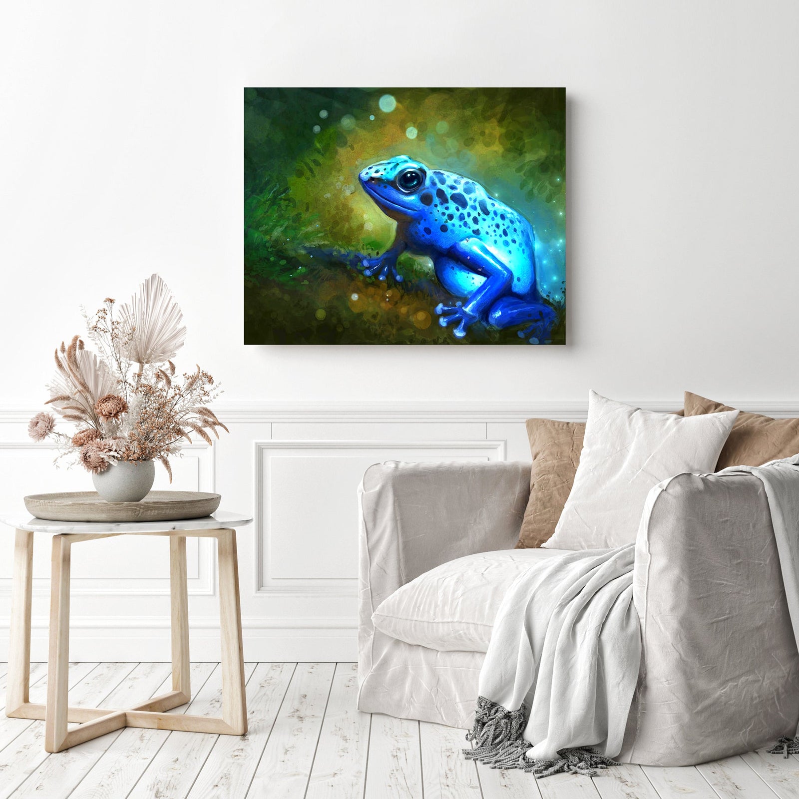 Blue Frog | Diamond Painting Displayed as Home Decor