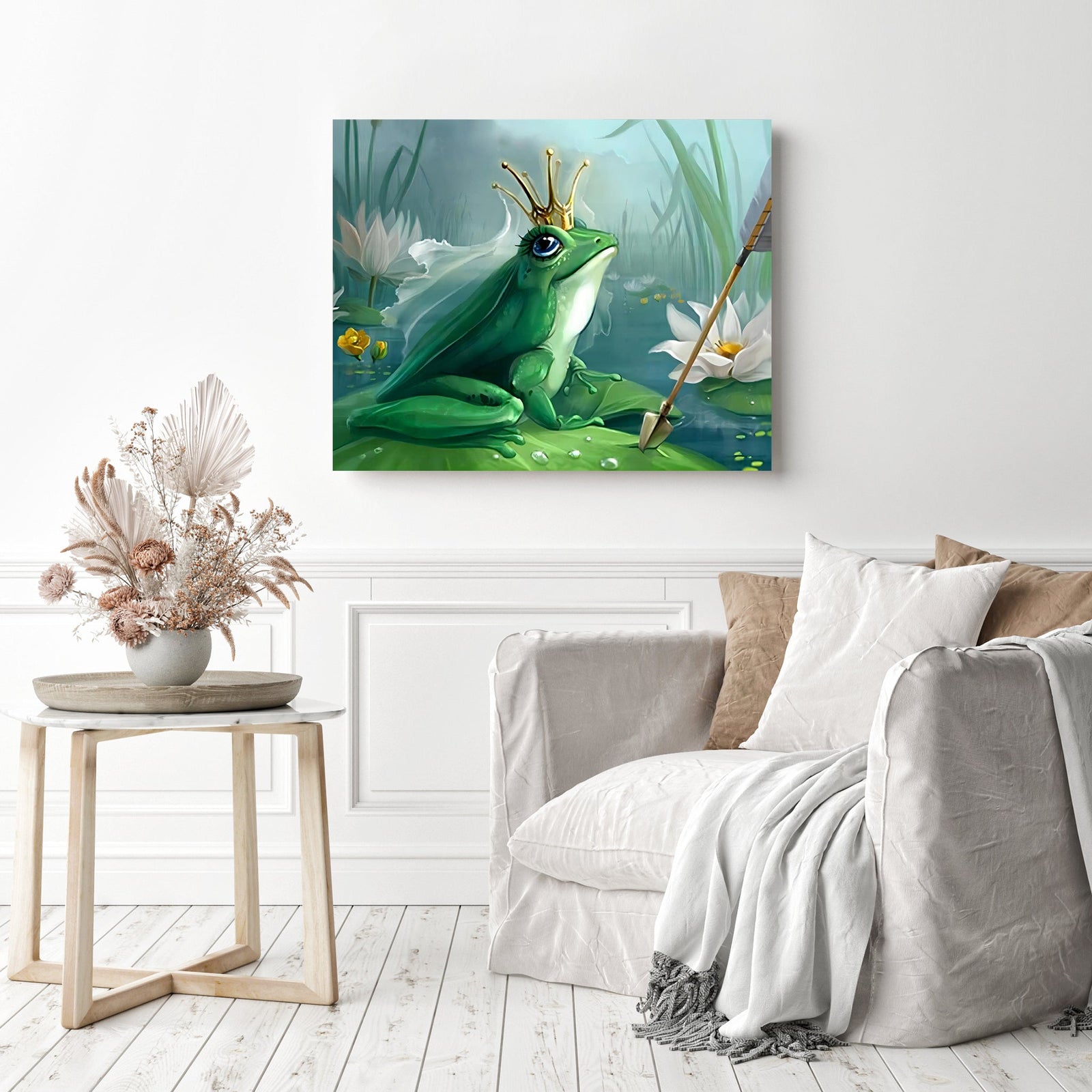 Frog Prince Water | Diamond Painting Displayed as Home Decor