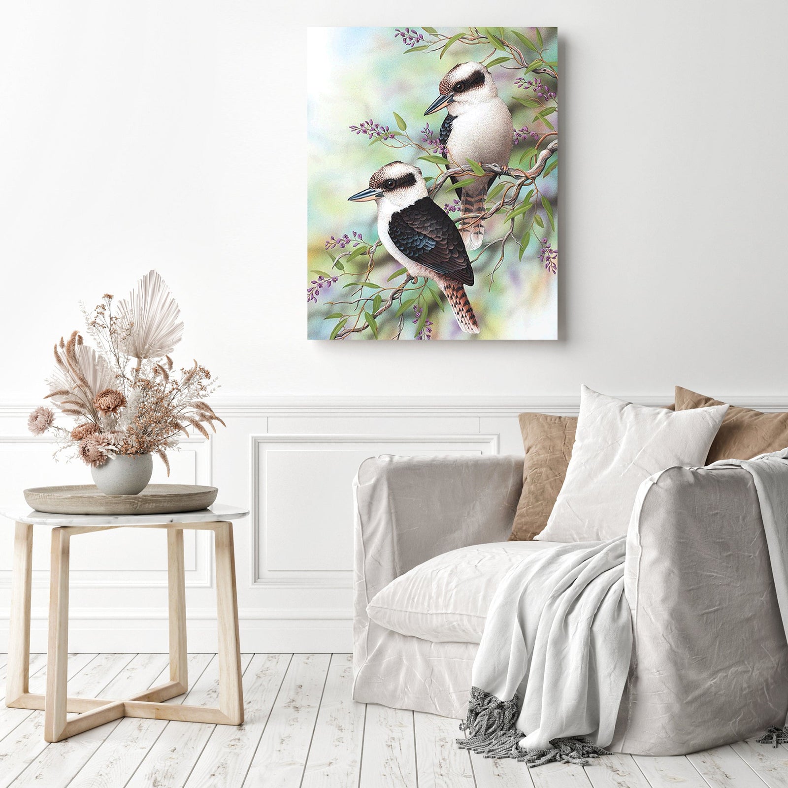 Kookaburra Birds | Diamond Painting Displayed as Home Decor