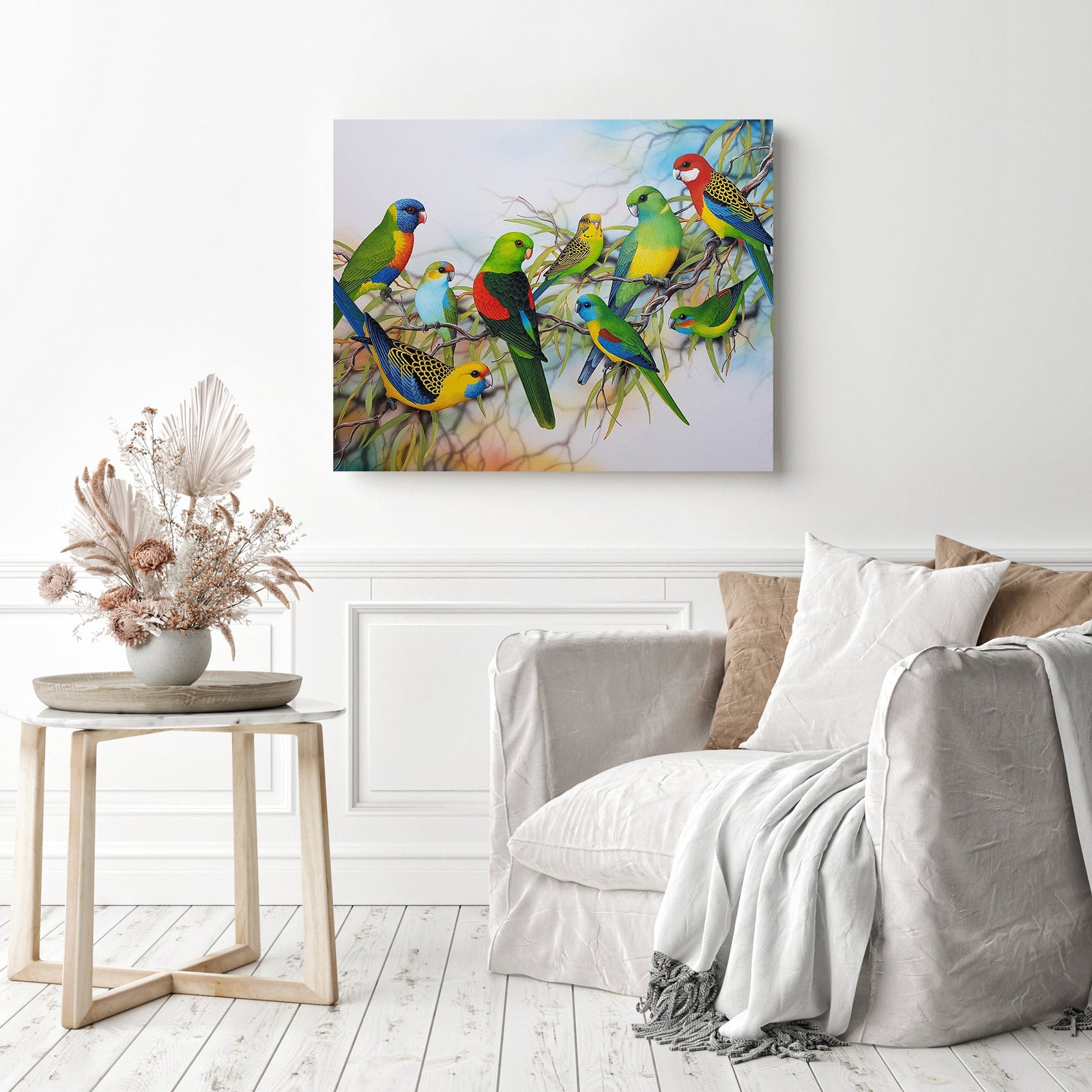 Australian Parrots | Diamond Painting Displayed as Home Decor