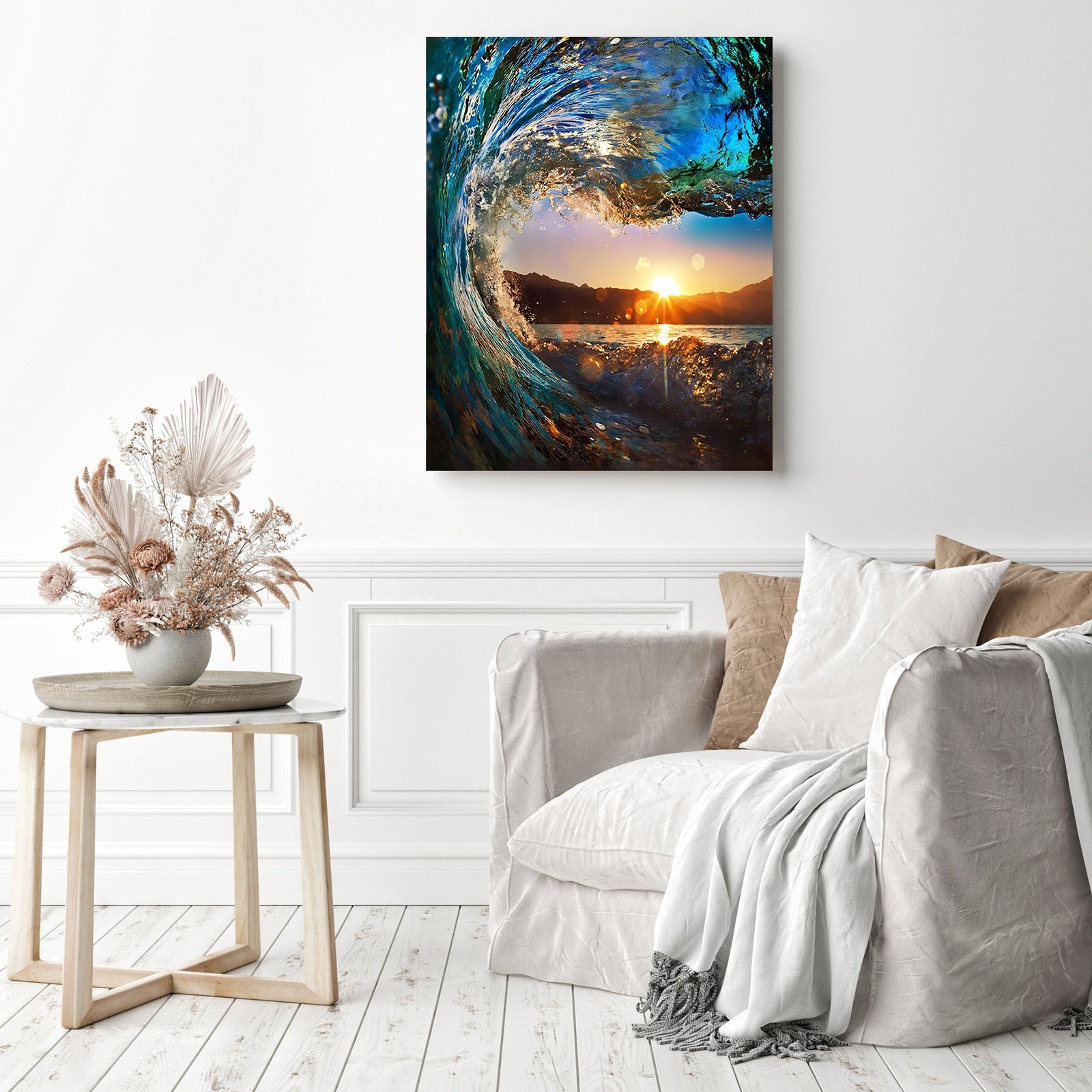 Sunset Wave | Diamond Painting Displayed as Home Decor