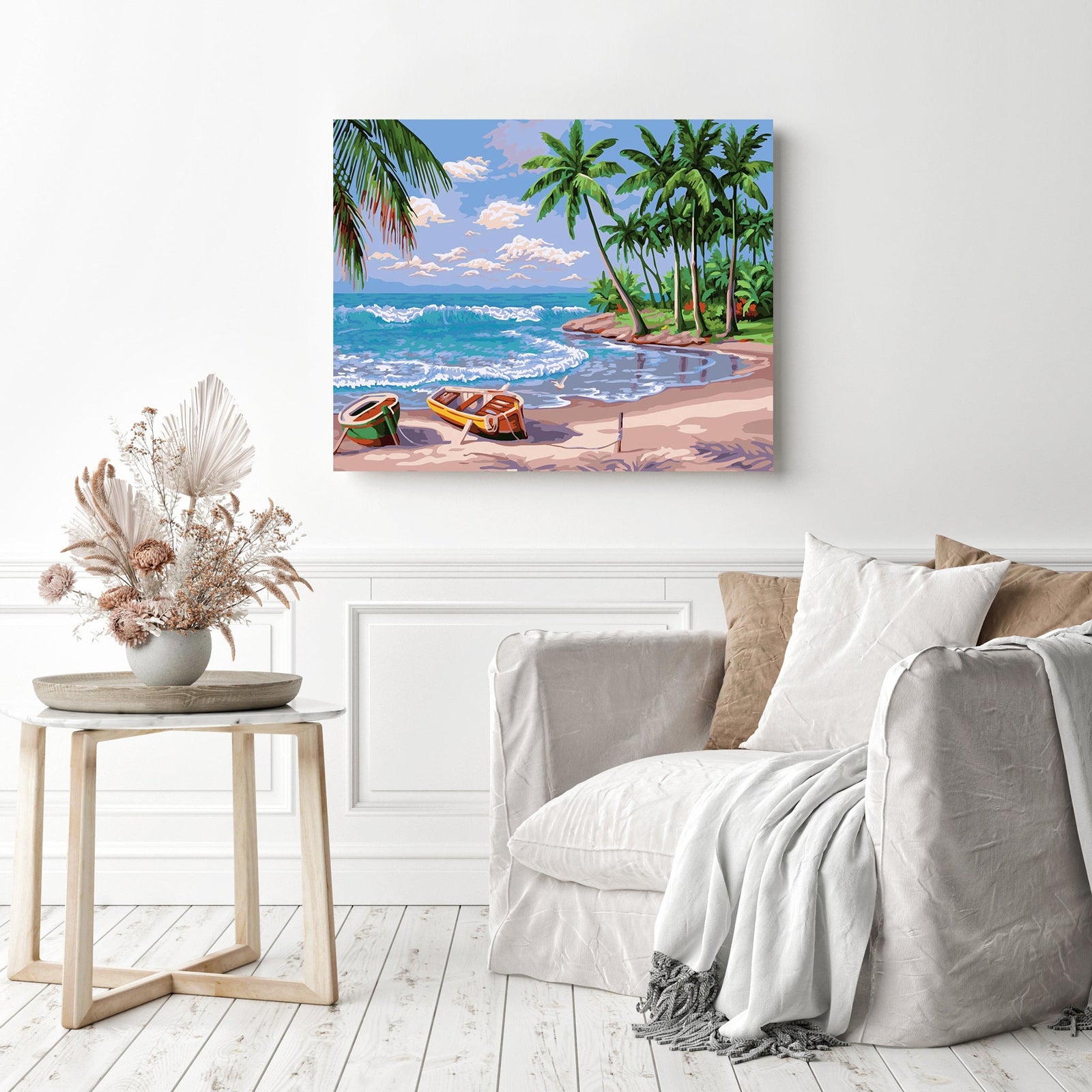 Ship Hawaii Beach | Diamond Painting Displayed as Home Decor