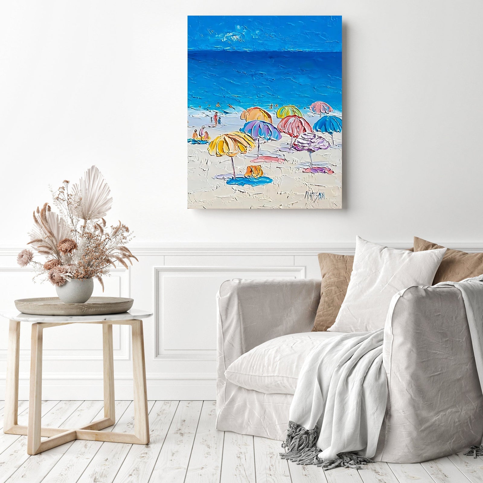 Summer Beach Umbrella | Diamond Painting Displayed as Home Decor