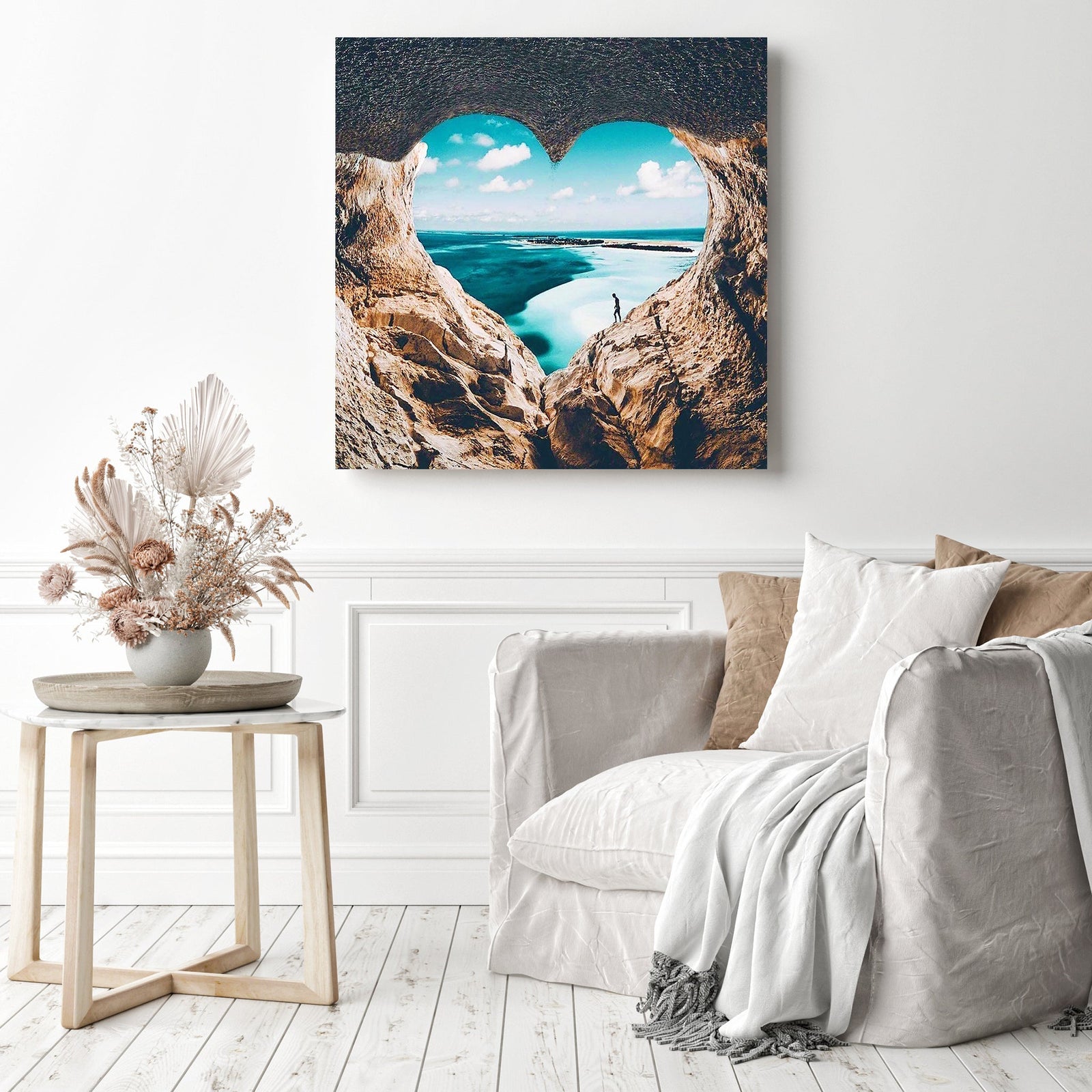 Heart Ocean | Diamond Painting Displayed as Home Decor