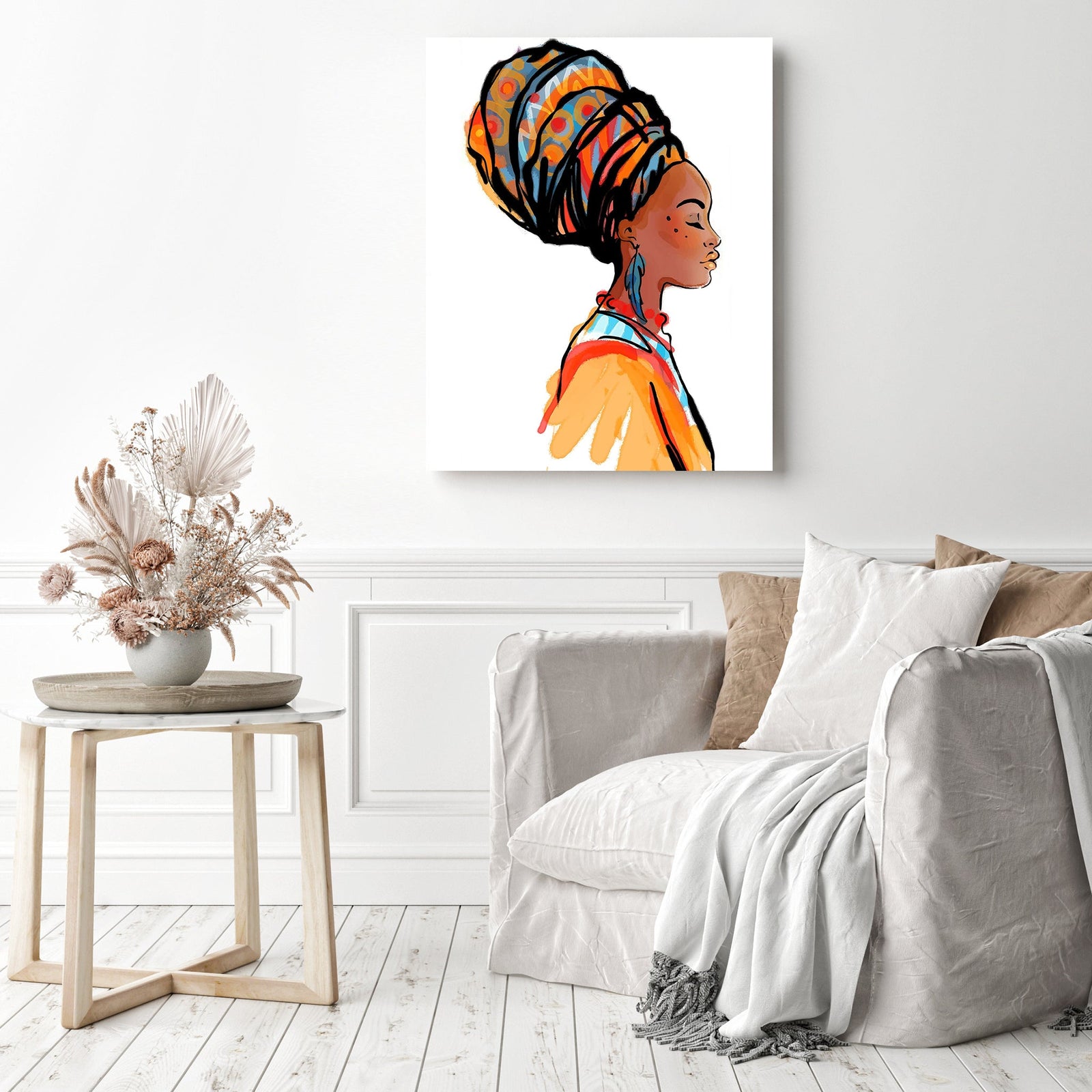 African Woman Turban | Diamond Painting Displayed as Home Decor