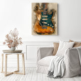 Stevie Ray Vaughan's Guitar | Diamond Painting Displayed as Home Decor