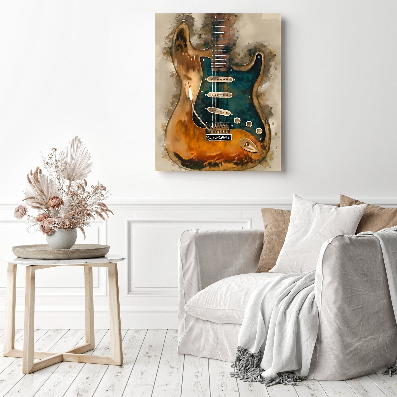 Stevie Ray Vaughan's Guitar | Diamond Painting Displayed as Home Decor