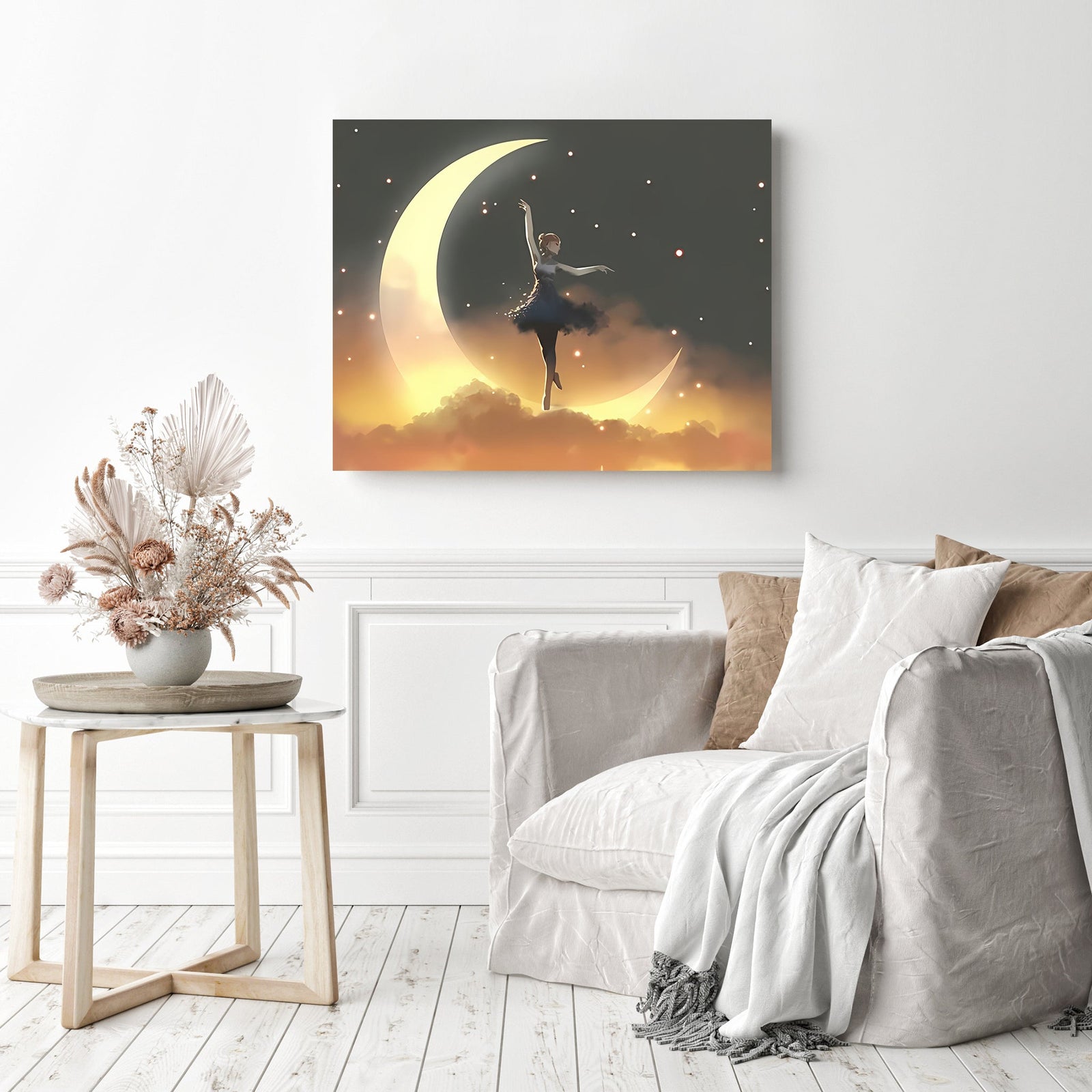 Moonlight Ballerina | Diamond Painting Displayed as Home Decor