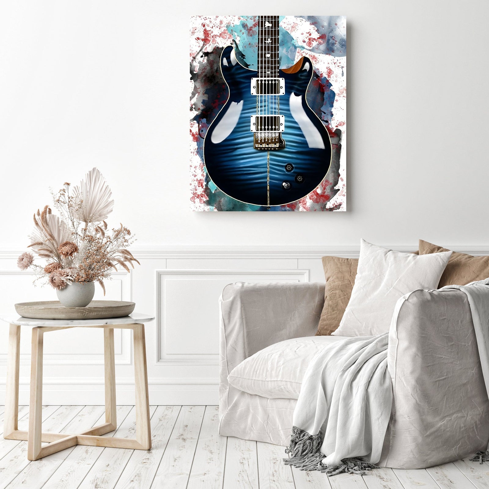 Santana's Electric Guitar | Diamond Painting Displayed as Home Decor