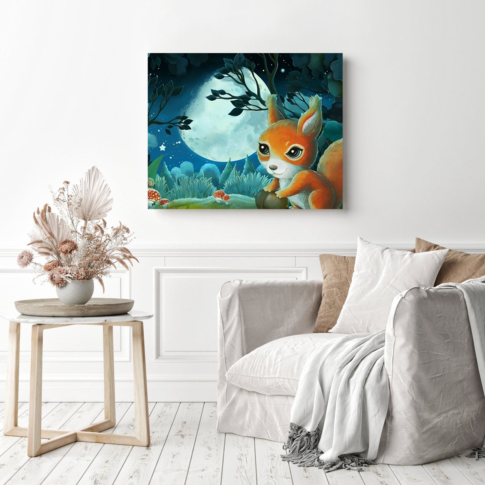 Squirrel Forest | Diamond Painting Displayed as Home Decor