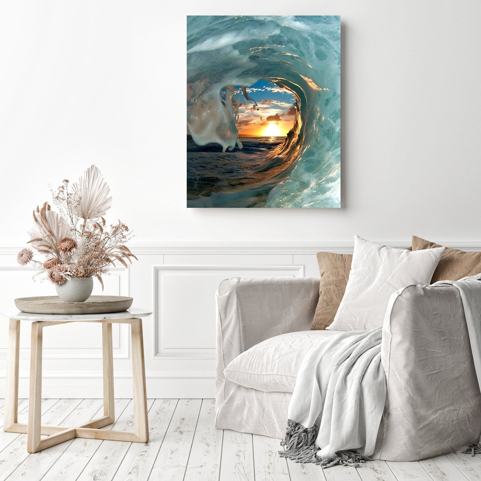 Ocean Wave Crashing | Diamond Painting Displayed as Home Decor