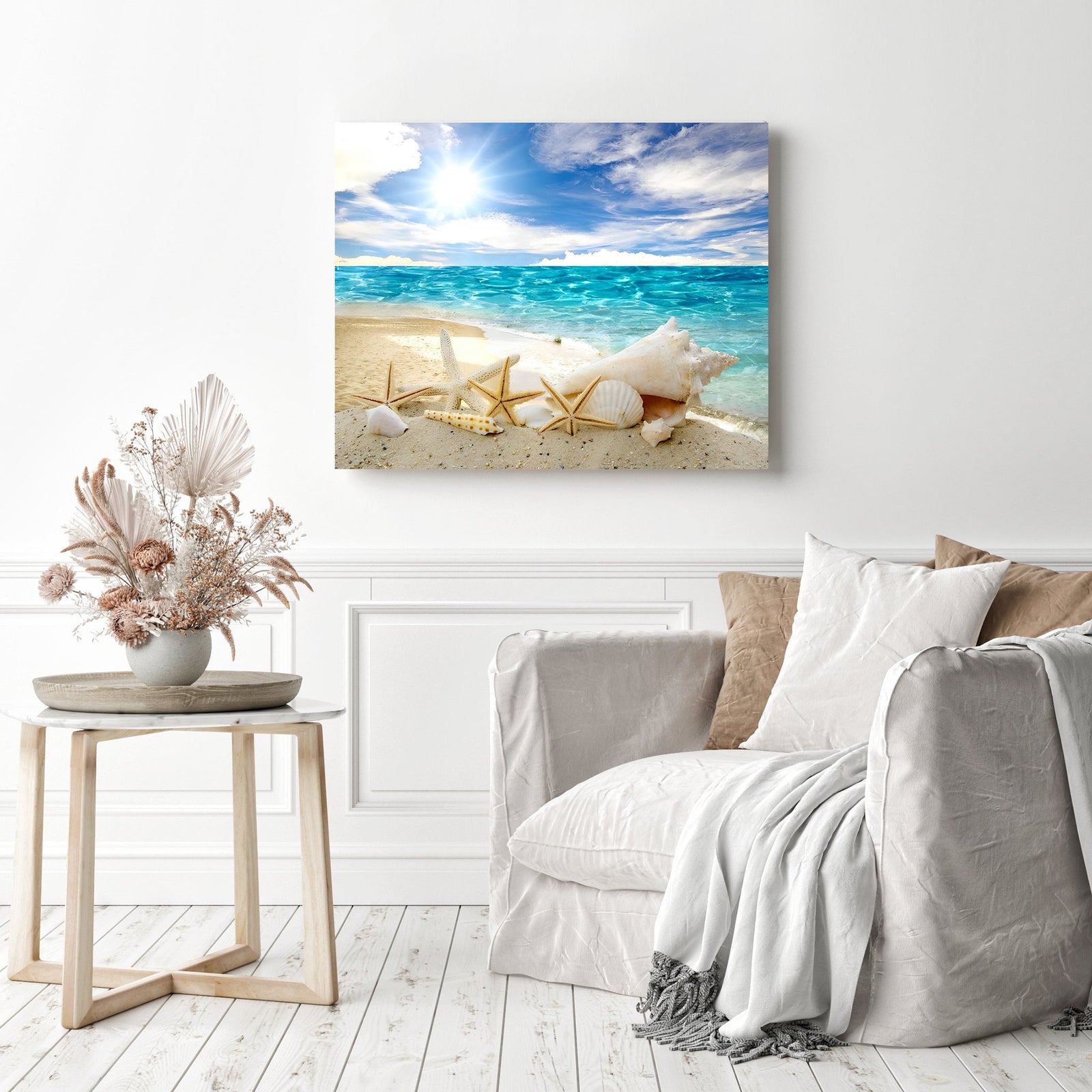 Romantic Starfish Shell Beach Summer | Diamond Painting Displayed as Home Decor