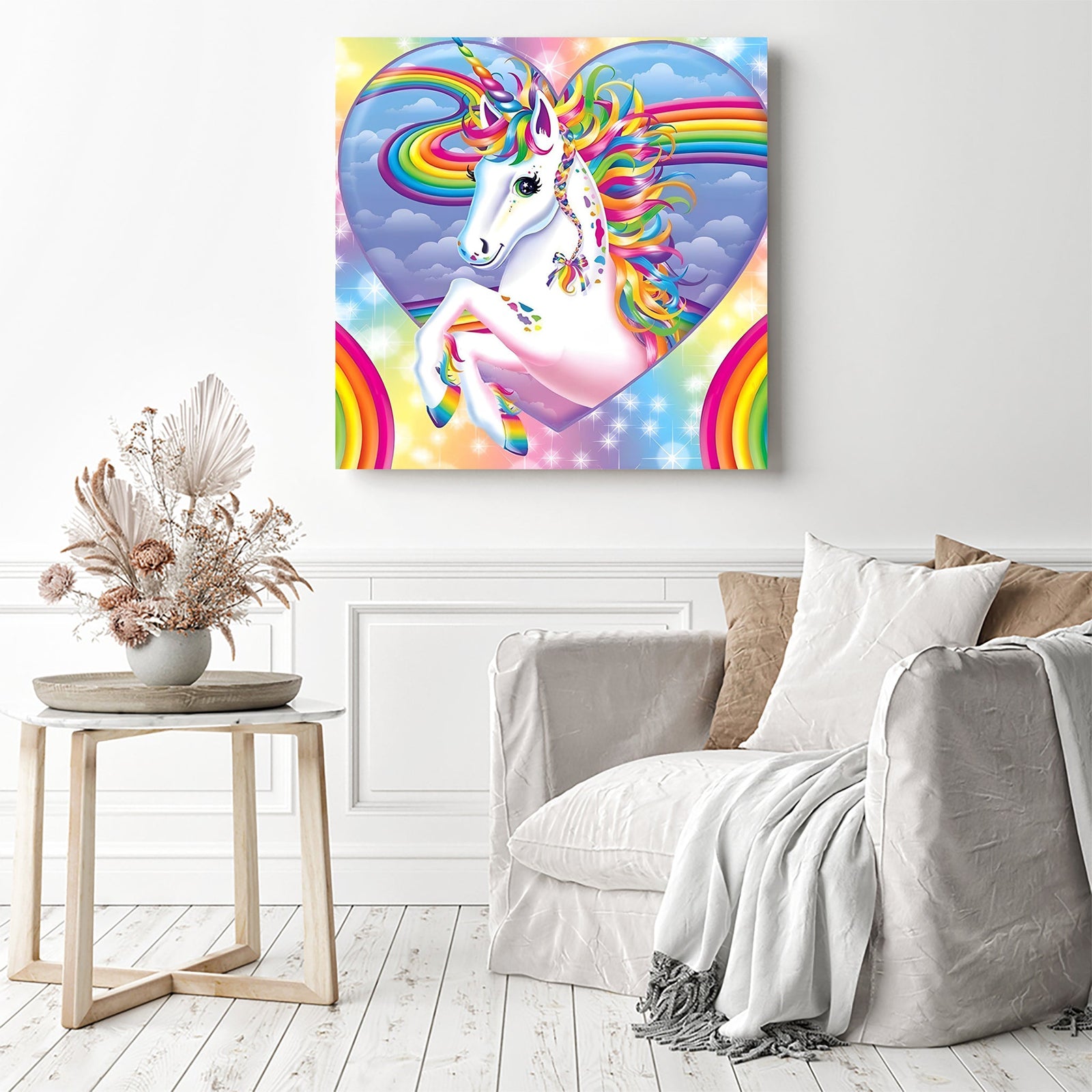 Dream Colored Unicorn | Diamond Painting Displayed as Home Decor